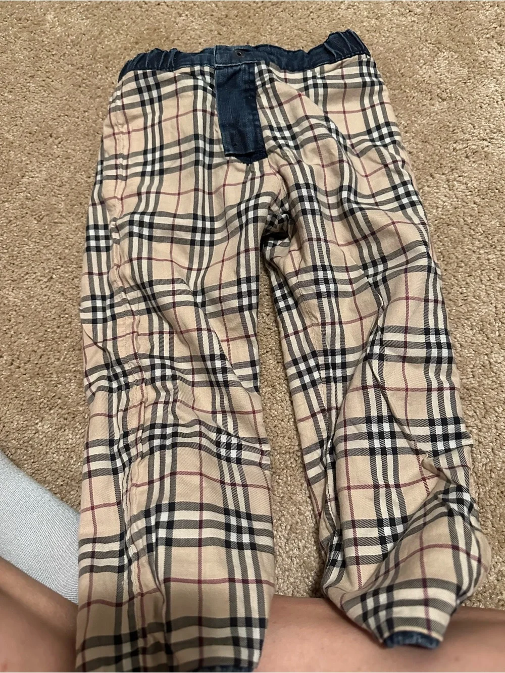 Burberry Blue Rolled-Cuff boys Jeans with Iconic Check Lining